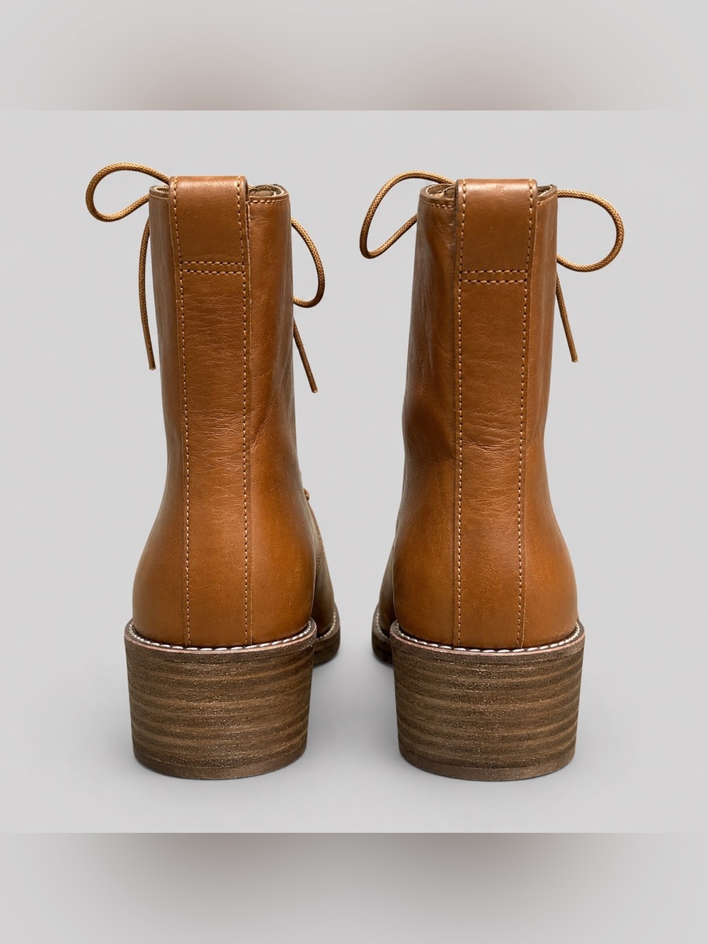 Madewell The Patti Lace-Up Boot Leather in English Saddle Brand New Size 10 - Picture 5 of 7
